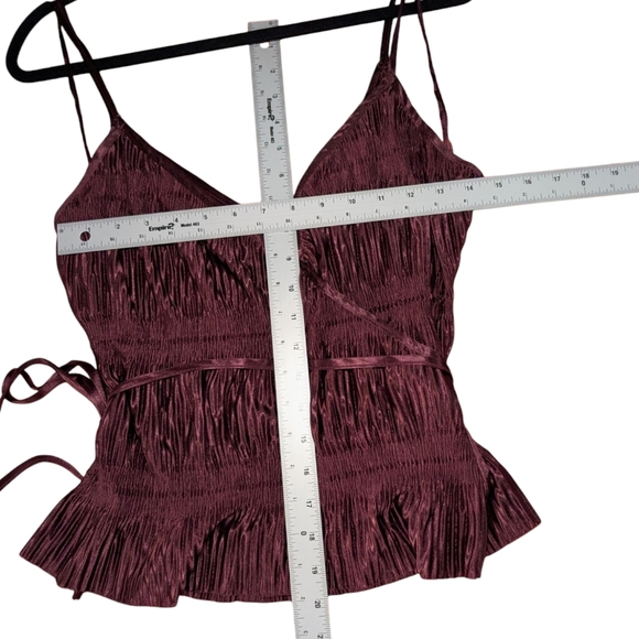 Red Ruffled Tie Front Sleeveless Camisole - Picture 1 of 4
